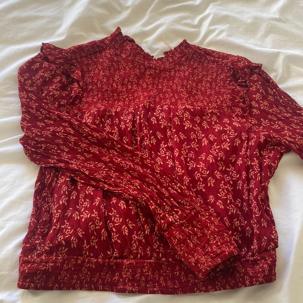 Red floral Free People blouse